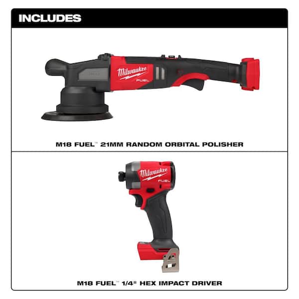 M18 FUEL18V Lithium-Ion Brushless Cordless 21MM DA Polisher w/ Impact Driver