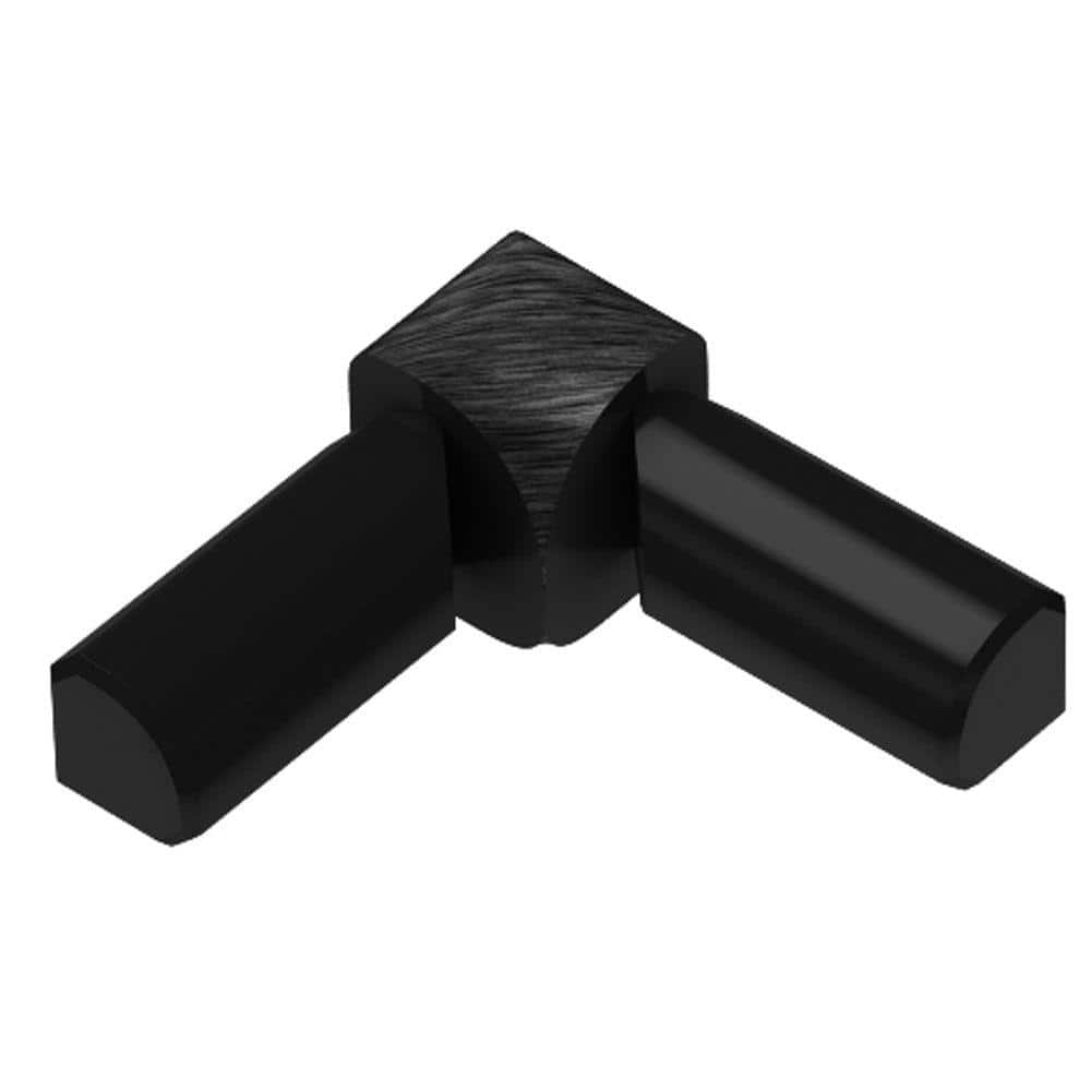 Rondec Brushed Black Anodized Aluminum 1/2 in. x 1 in. Metal 90° Double-Leg Inside Corner -  Schluter, I2L/RO125AGSB