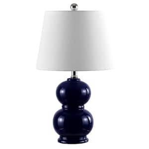 Everlee 22 in. Navy Table Lamp with White Shade