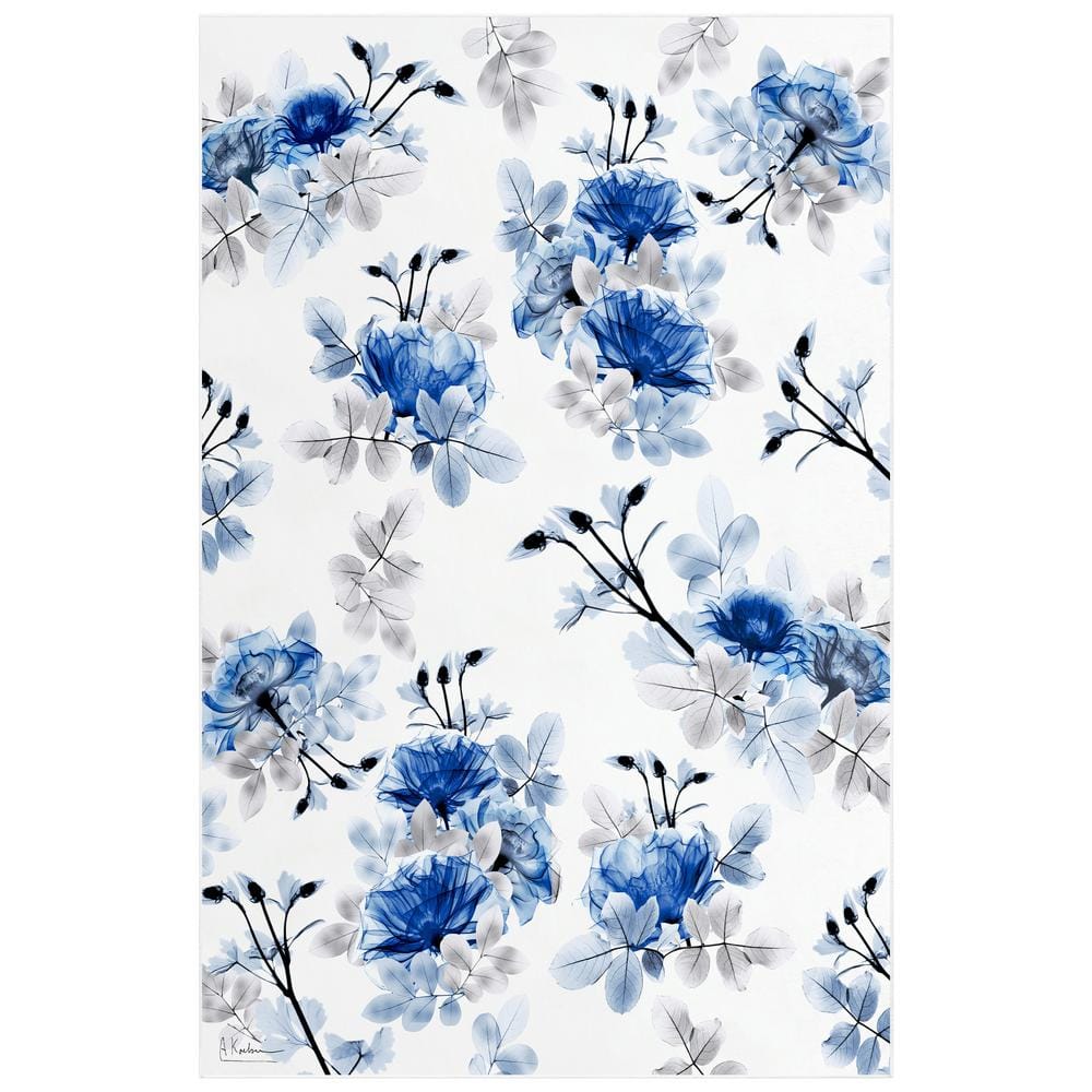 Blue 5' x 8' Pointless Friction Washable Flowers Art Area Rug Power-loomed Heavenly Softness with Non-Slipping Backing price history on PriceWatchPro