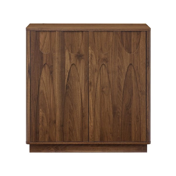 31.5 in. W x 15 in. D x 31.3 in. H Wood Walnut Brown Linen Cabinet, Sideboard with Adjustable Shelves