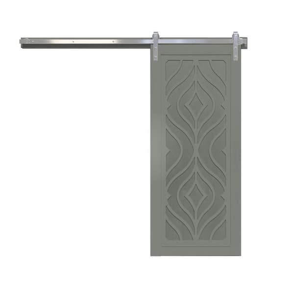 VeryCustom 42 in. x 84 in. Zaftig Sway Dove Wood Sliding Barn Door with Hardware Kit in Stainless Steel