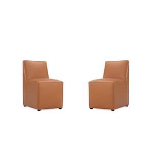 Anna Saddle Square Faux Leather Dining Chair (Set of 2)