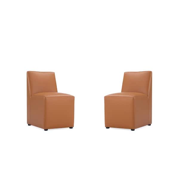 Manhattan Comfort Anna Modern Saddle Faux Leather Upholstered Dining Chair (Set of 2)