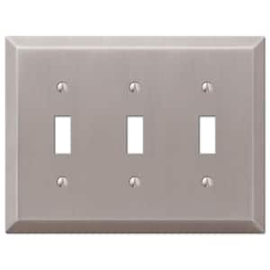 Metallic 3 Gang Toggle Steel Wall Plate - Brushed Nickel