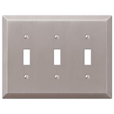 AMERELLE Continental 3 Gang Toggle Metal Wall Plate - Satin Nickel 94TTTN