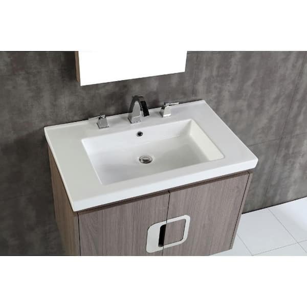 Torrey 30 in. W x 19 in. D x 22 in. H Single Vanity in Gray Brown Oak with Ceramic Vanity Top in White with White Basin