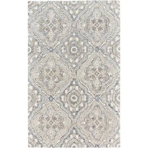 8 X 10 Blue and Gray Floral Area Rug
