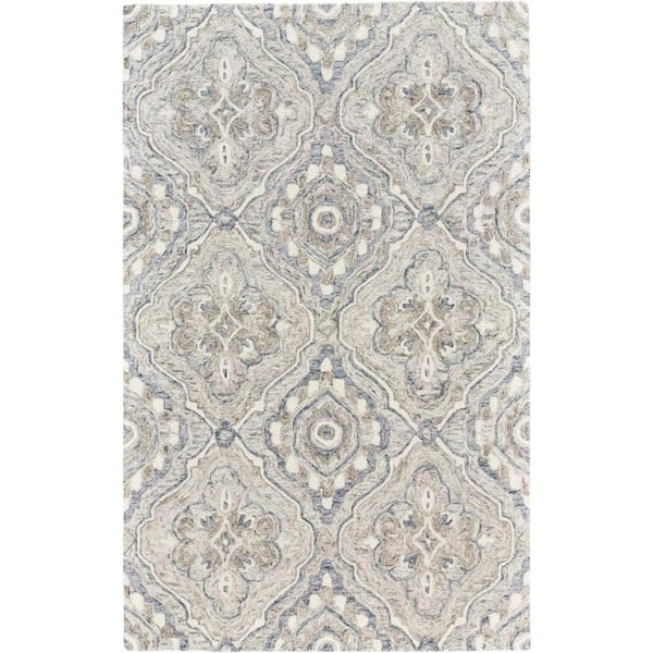 HomeRoots Blue and Gray Floral 8 ft. x 10 ft. Area Rug