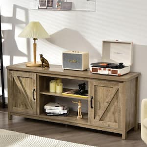 59 in. Natural TV Stand Fits TV up to 65 in. with Adjustable Shelves