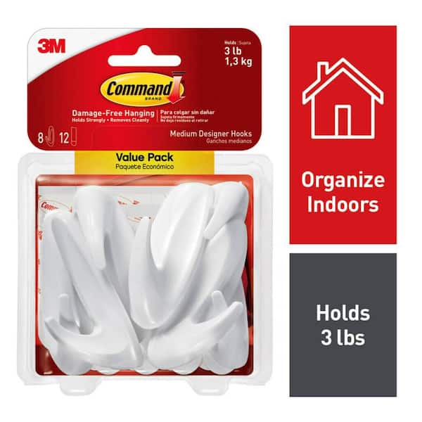 3 lb. Medium White Designer Hook Value Pack (8 Hooks, 12 Strips)