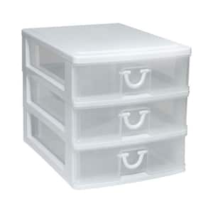 Clear Mini 3 Drawer Desk and Office Organizer with White Finish