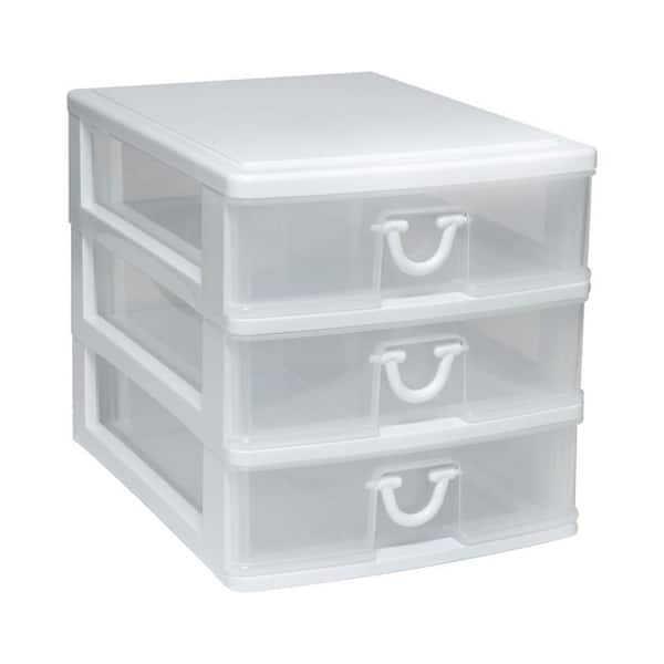 Gracious Living Resin Clear 4 Drawer Storage Chest System with Casters, White