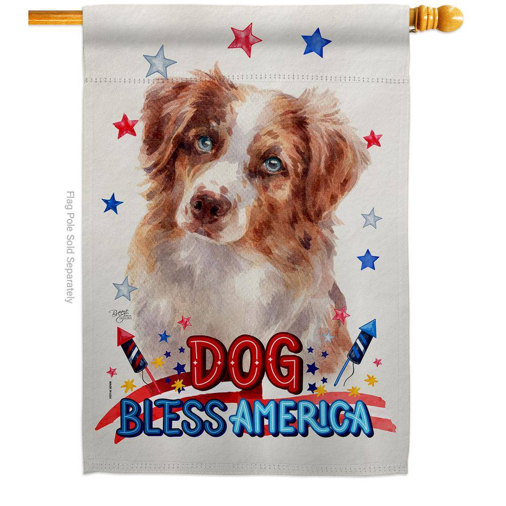 Breeze Decor 28 in. x 40 in. Patriotic Red Australian Shepherd Dog ...