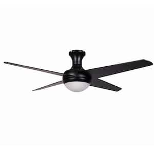 ASCENT 52 in. 4-Blade Matte Black Ceiling Fan with Light