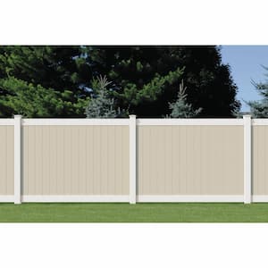 Pro Series 5 in. x 5 in. x 6 ft. White Vinyl Woodbridge Routed Line Fence Post