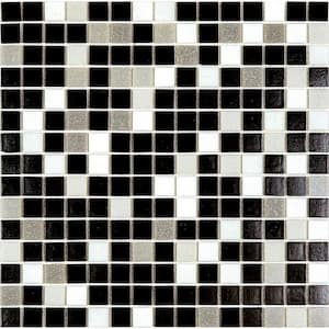 Mingles 12 in. x 12 in. Glossy White and Black Glass Mosaic Wall and Floor Tile (20 sq. ft./case) (20-pack)