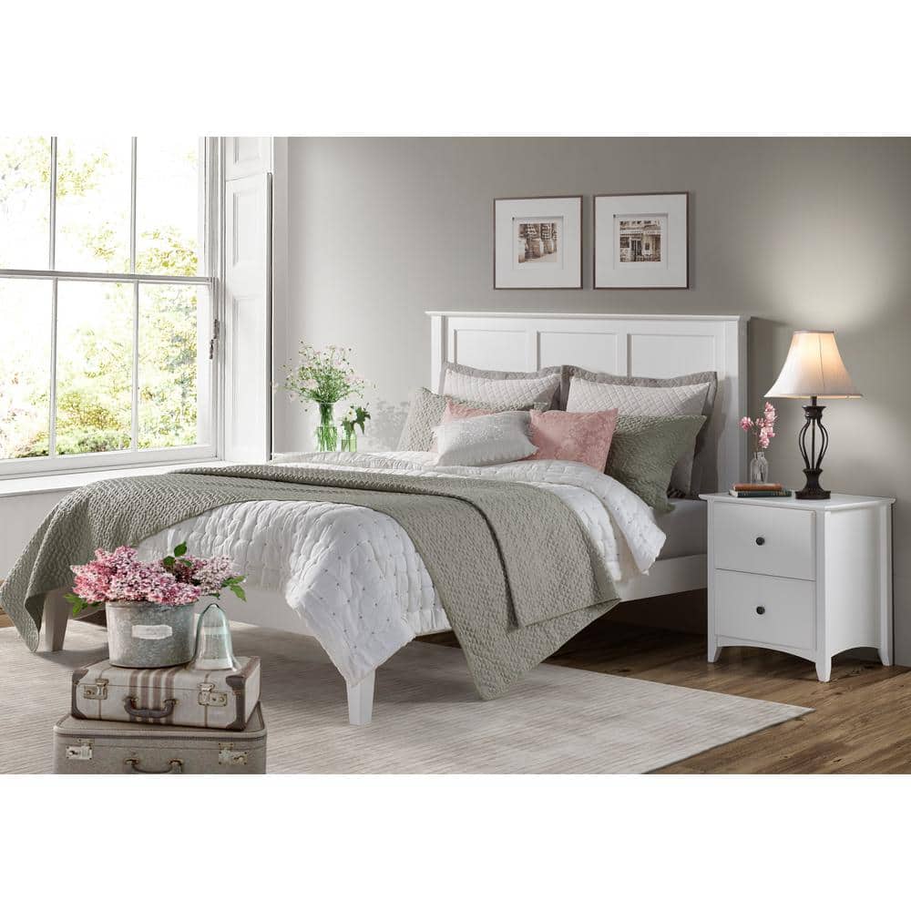 Shaker Style White Pine 2-Drawer Nightstand with Antique Knobs