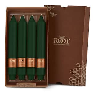 Smooth Collenette 9 in. Dark Green Unscented Taper Candle (Box of 4)