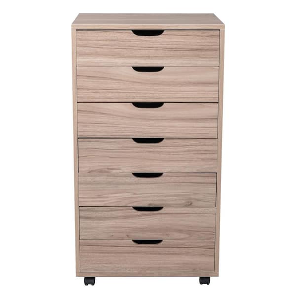 EPOWP 19.3 in. W x 15.75 in. D x 35.4 in. H Brown MDF Freestanding Linen Cabinet with Drawer in Light Brown