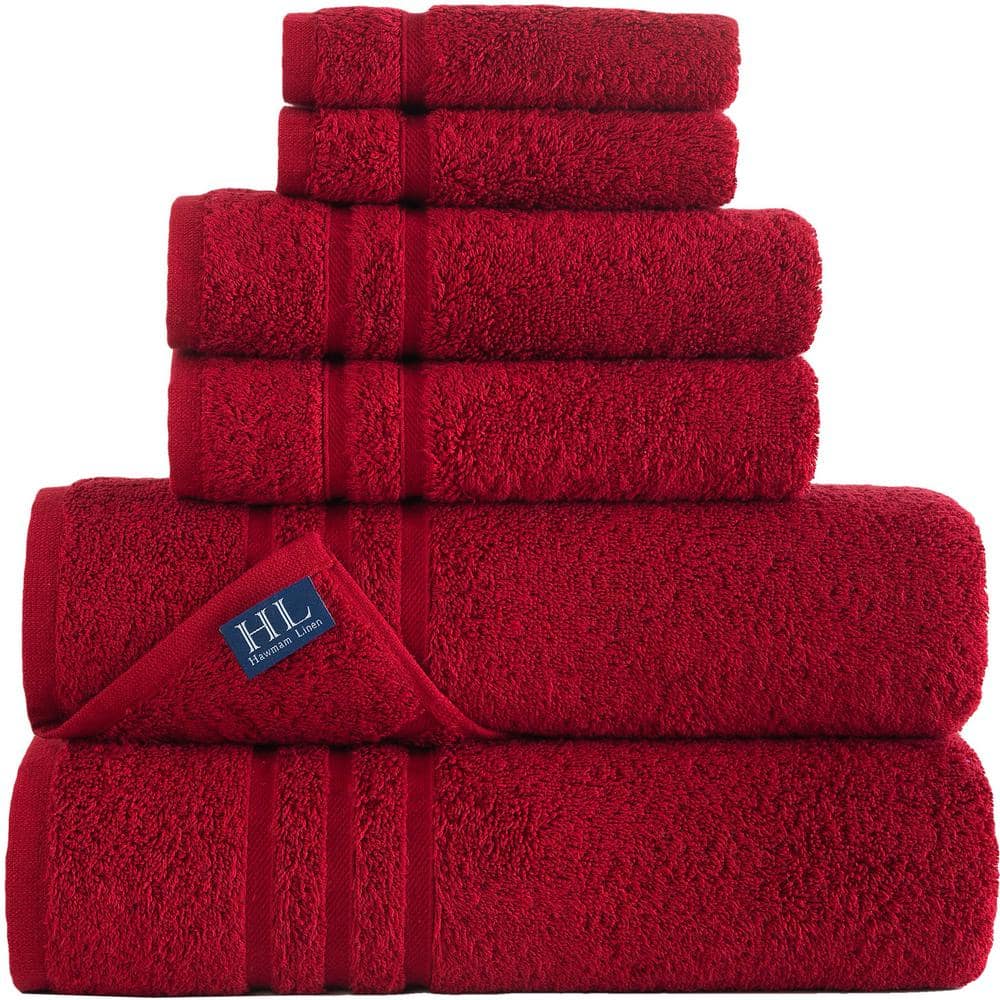 Hammam Linen 6Piece Burgundy Turkish Cotton Bath Towel Set SN562ST06