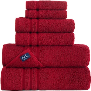 6-Piece Burgundy Turkish Cotton Bath Towel Set