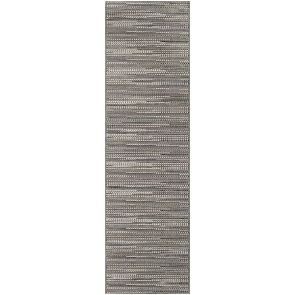 Monaco Larvotto Grey-Multi 2 ft. x 8 ft. Indoor/Outdoor Runner Rug