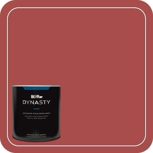 BEHR DYNASTY 1 qt. Home Decorators #HDC-CL-09 Persimmon Red Satin Enamel Interior Stain-Blocking Paint and Primer