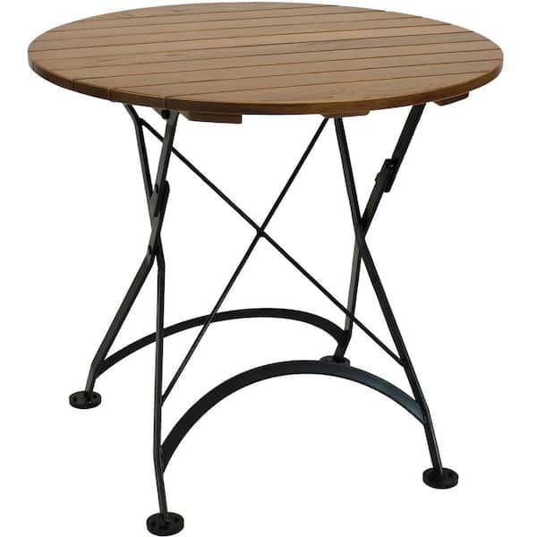 Sunnydaze 32 in. Brown Round Wood Folding Outdoor Bistro Table