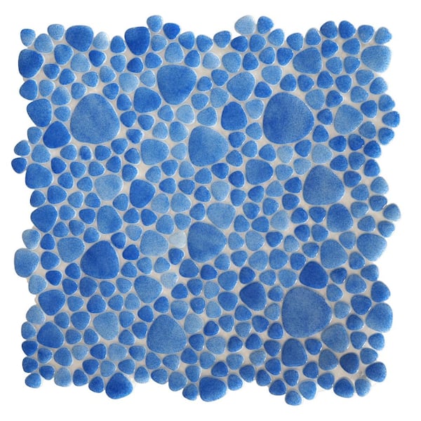 The Tile Doctor 6 in. x 6 in. Sample Rain Glass Tile Love Blue Glossy Glass Wall, Floor, Backsplash and Pools Tile 0.25 sq. ft. Sample