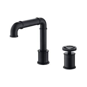 Single Handle Double Hole Bathroom Faucet Bradd Modern Bathroom Sink Basin Faucets in Matte Black