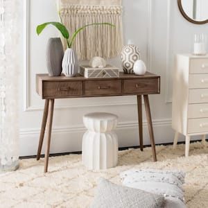 Albus 42 in. 3-Drawer Brown Wood Console Table