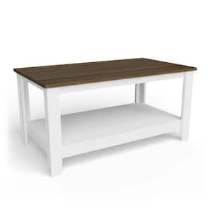 Elise 39.38 in. Gray and White Classic Wood Rectangle with Laminate Top Coffee Table