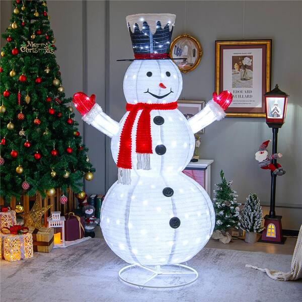 Costway 6 ft. Lighted Artificial Christmas Snowman Pre-Lit Pop-up