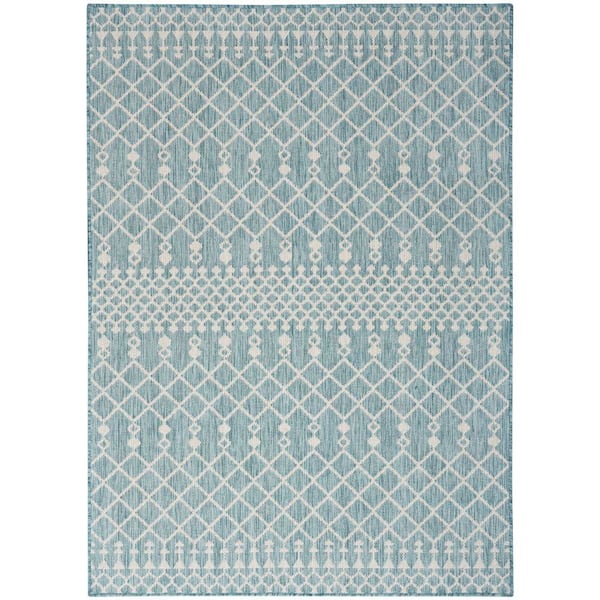 Nourison Positano Aqua 4 ft. x 6 ft. Moroccan Contemporary Area Rug