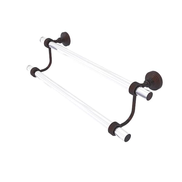 Allied Brass Pacific Grove Collection 24 in. Wall Mounted Double Towel Bar with Groovy Accents in Venetian Bronze