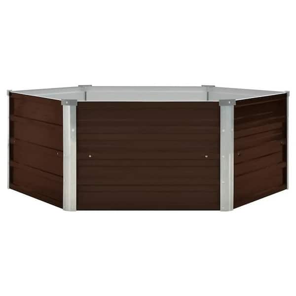 TIRAMISUBEST 50.8 in. x 50.8 in. x 18.1 in. Brown Galvanized Steel Hexagon Garden Raised Planter Bed