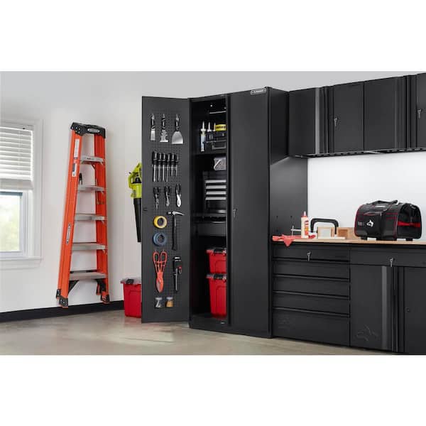 Husky Heavy Duty Welded 20-Gauge Steel Freestanding Garage Cabinet in Black  (36 in. W x 81 in. H x 24 in. D) HTC1000008 - The Home Depot