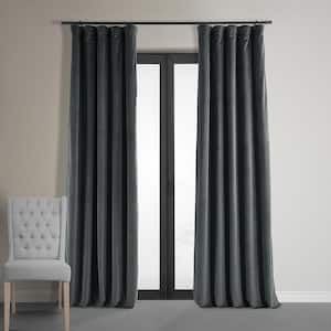 Natural Grey Velvet Rod Pocket Blackout Curtain - 50 in. W x 84 in. L (1 Panel)