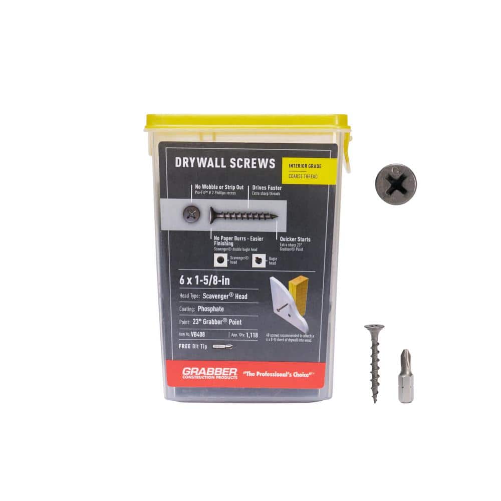 "#6 x 1 5/8 in. Phillips Scavenger Head Coarse Thread Drywall Screws (5 lb. box)" price history on PriceWatchPro
