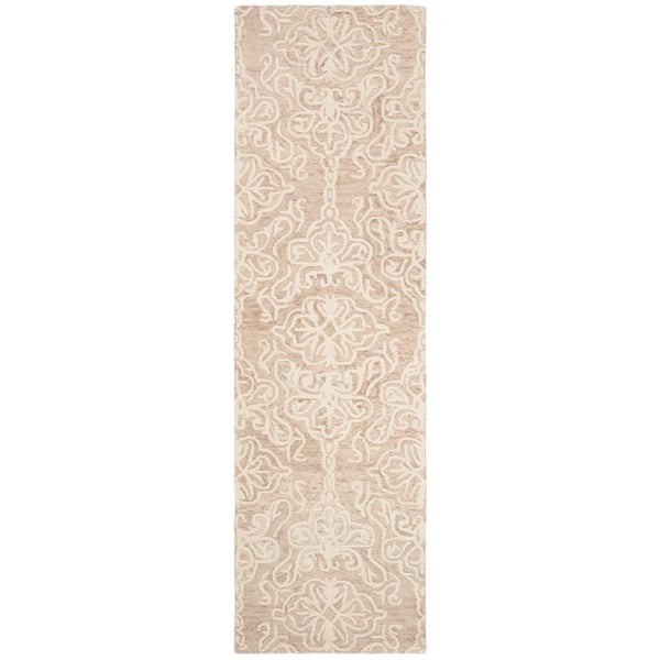 SAFAVIEH Blossom Beige/Ivory 2 ft. x 10 ft. Floral Damask Geometric Runner Rug