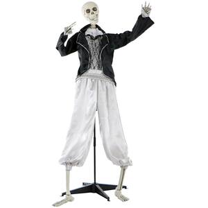 63 in. Talking Skeleton Groom Prop w/ Flashing Eyes, Indoor or Covered Outdoor Halloween Decoration, Battery-Operated