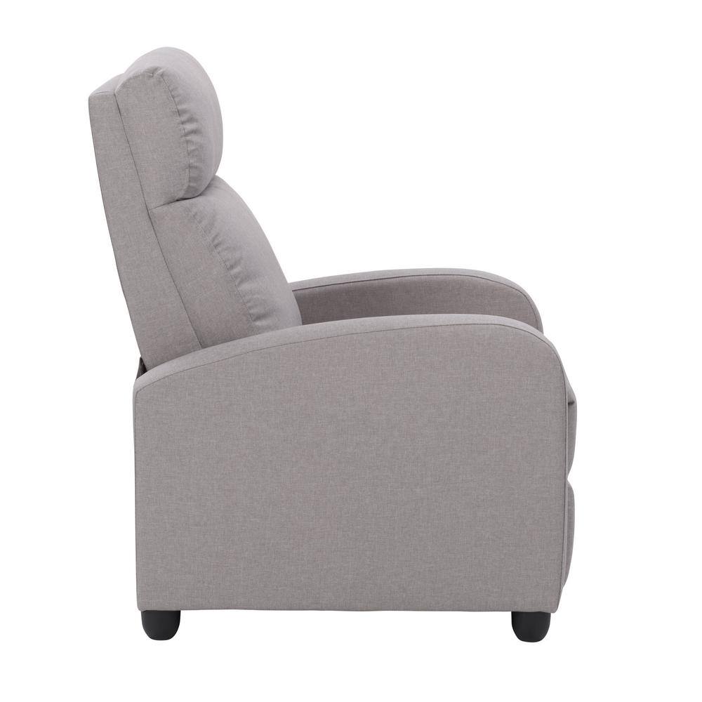 Light Grey Fabric Recliner Accent Chair with Wood Frame