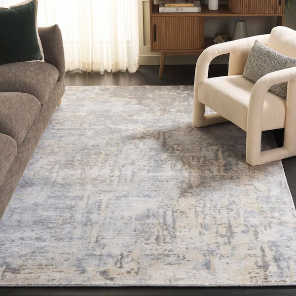 Mirage 6 ft. x 9 ft. Beige/Gray Distressed Marble Area Rug