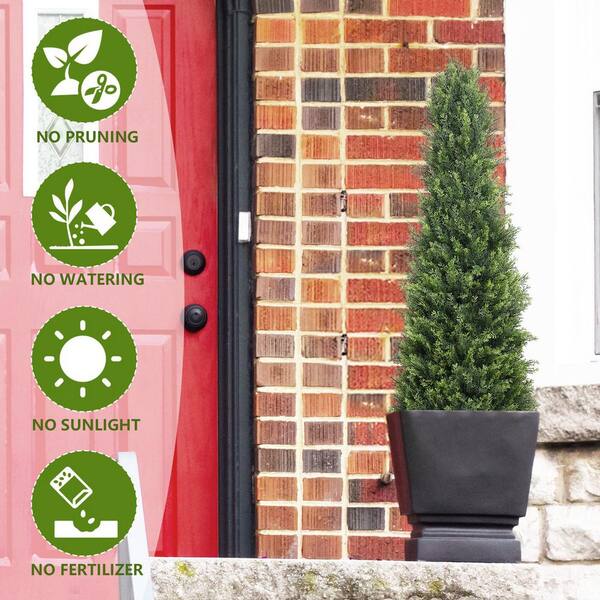4 ft. Artificial Topiary Cedar Trees, Outdoors UV Protection