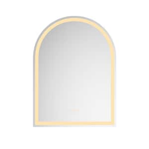 30 in. W x 40 in. H Arched LED Lighted Wall Bathroom Makeup Mirror with Anti-Fog Separately Control and Dimmer Function