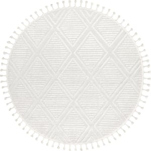 Balboa Textured Tile Ivory 6 ft. x 6 ft. Round Area Rug