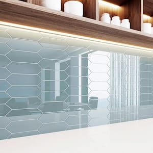 Hexagon Glass Subway Wall Tile 3"x 9"x 6mm Slate (5.8 Sq. Ft.)