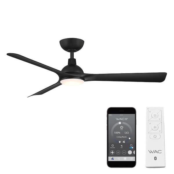 Gage 52 in. Indoor/Outdoor Matte Black 3-Blade Smart Ceiling Fan Selectable CCT Integrated LED and Remote