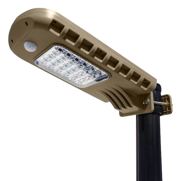 GAMA SONIC 6-Watt 140-Degree Dark Grey Motion Activated Solar Outdoor Integrated LED Area Light with Wall and Post Mount